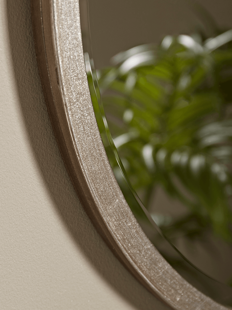 Burnished Silver Bevelled Round Mirror - Small
