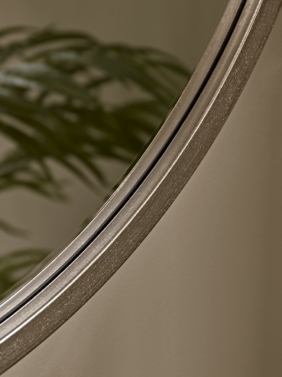 Burnished Silver Bevelled Round Mirror - Small