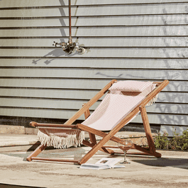 Fringed Deck Chair Blush Stripe
