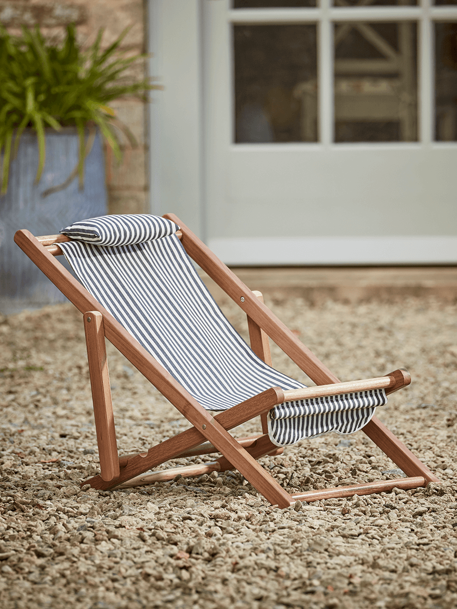 

Mini Fringed Deck Chair - Blue Stripe