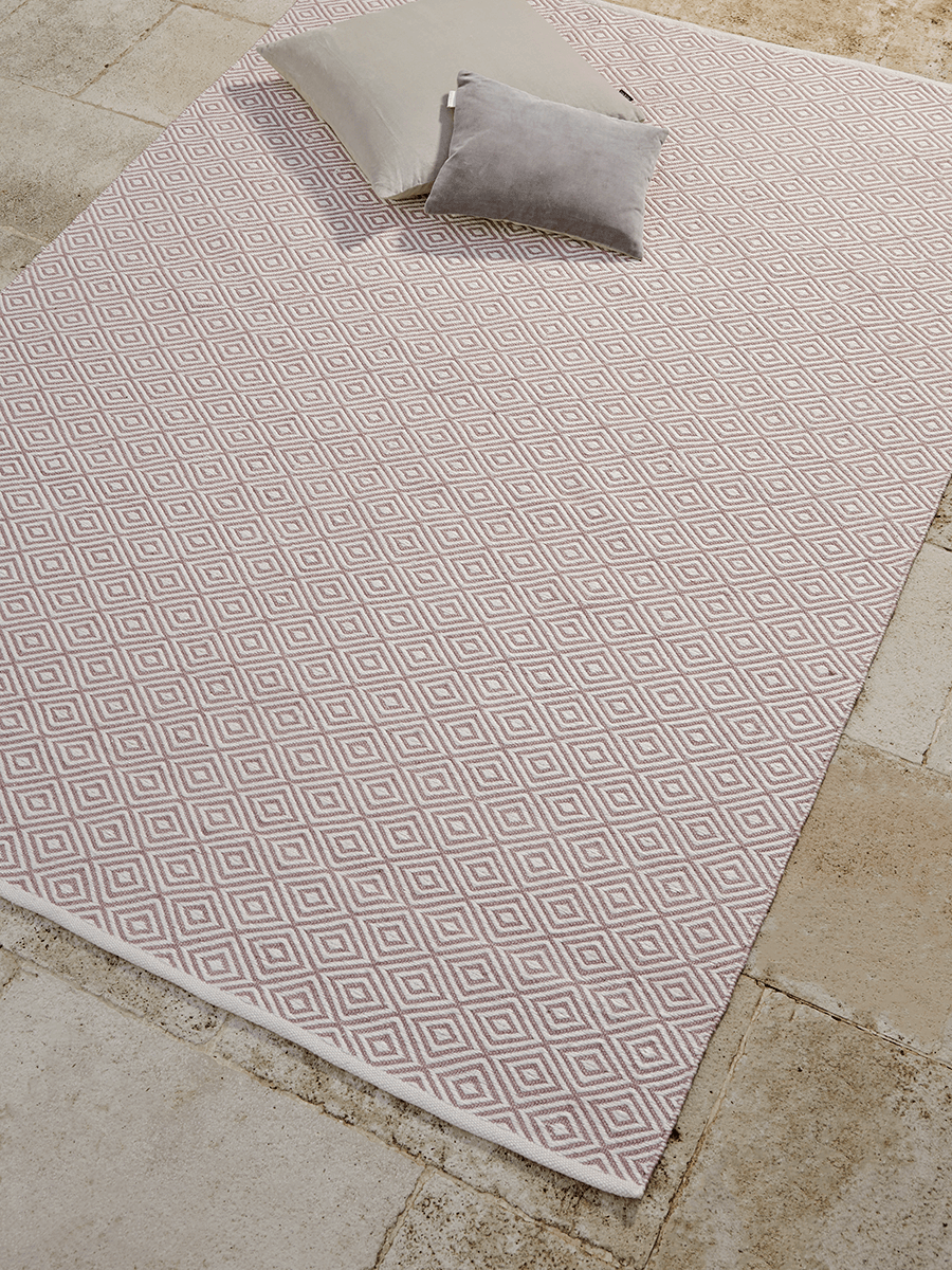 Photo of Indoor outdoor squares reversible rug - blush