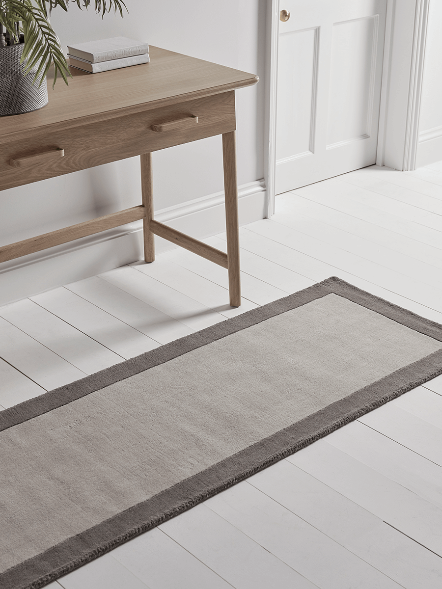 

Two Tone Border Runner - Grey