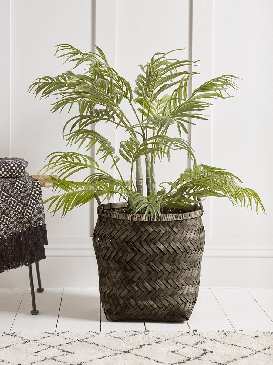 Product photograph of Greywashed Woven Bamboo Basket from Cox and Cox