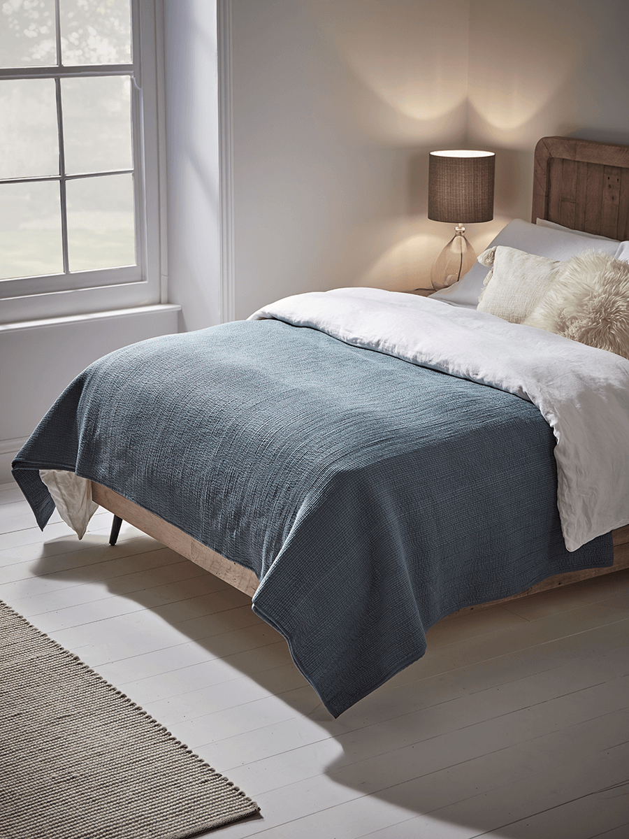 Cotton Quilted Bedspread - Teal