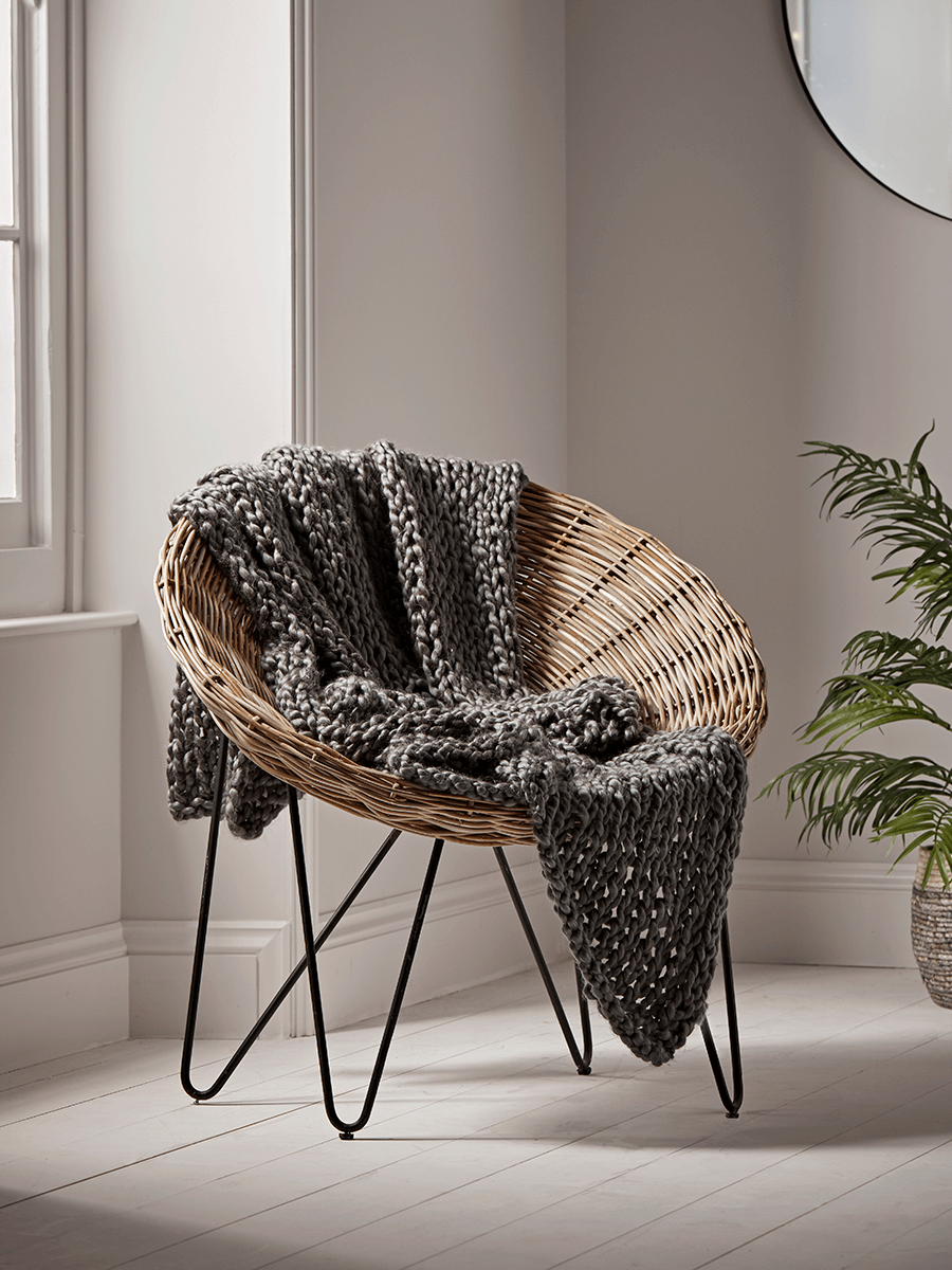 Round Rattan Cone Chair, Big Round Wicker Chair With Cushion