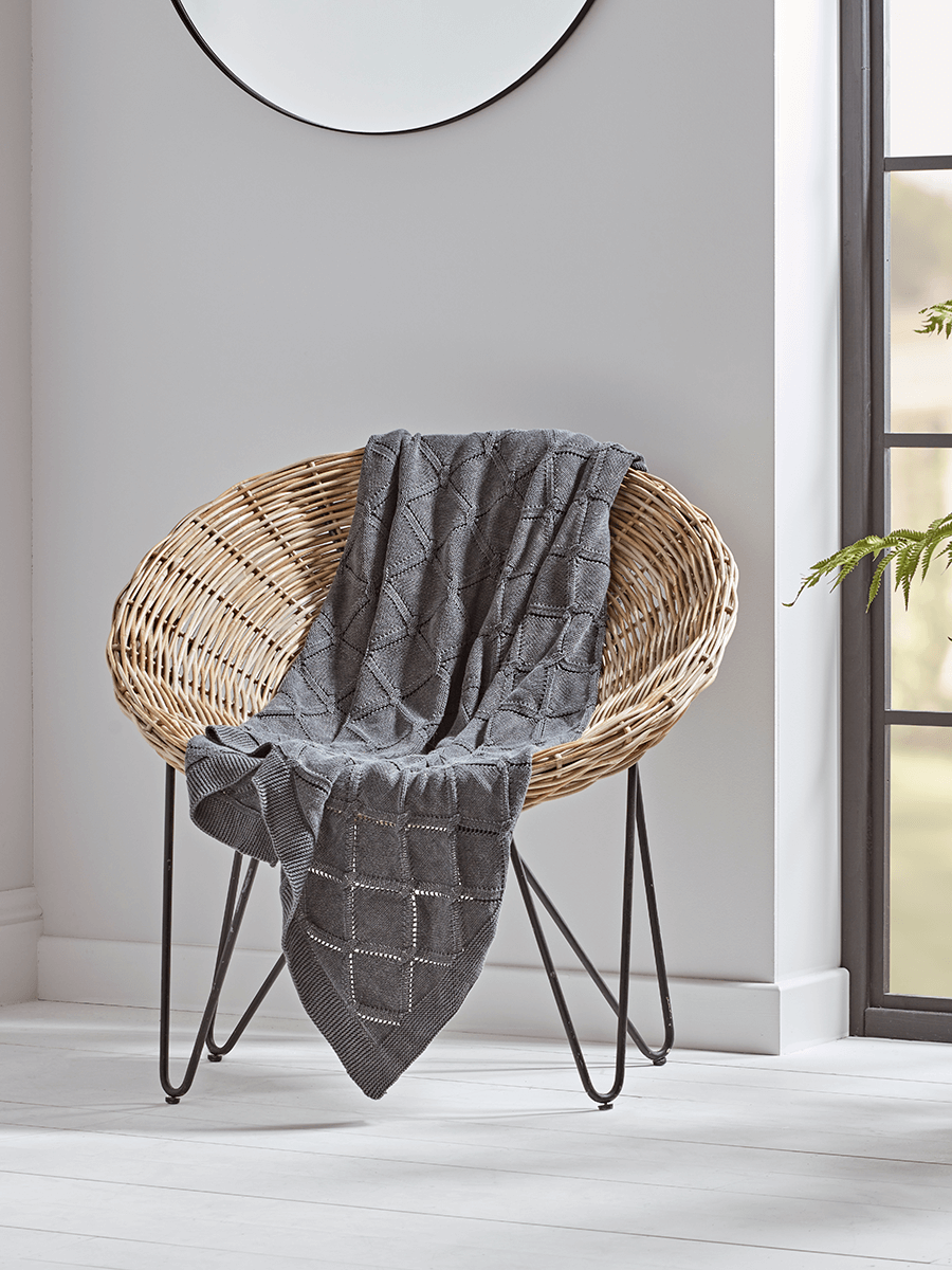 

Cotton Diamond Weave Throw - Charcoal
