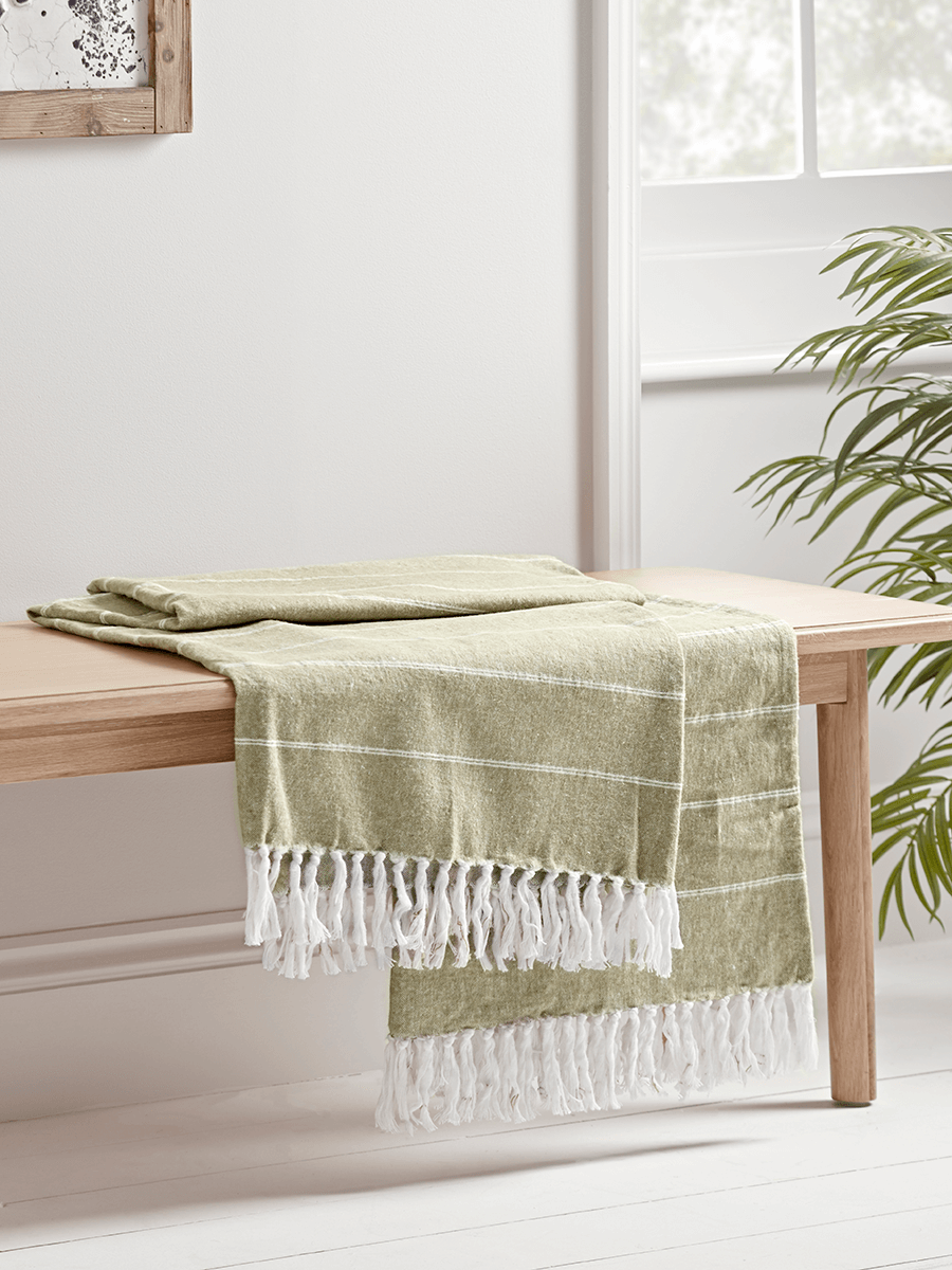 

Solna Striped Throw - Dusky Sage