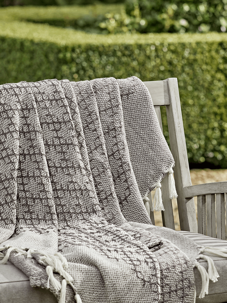 Indoor Outdoor Diamonds Reversible Throw - Grey