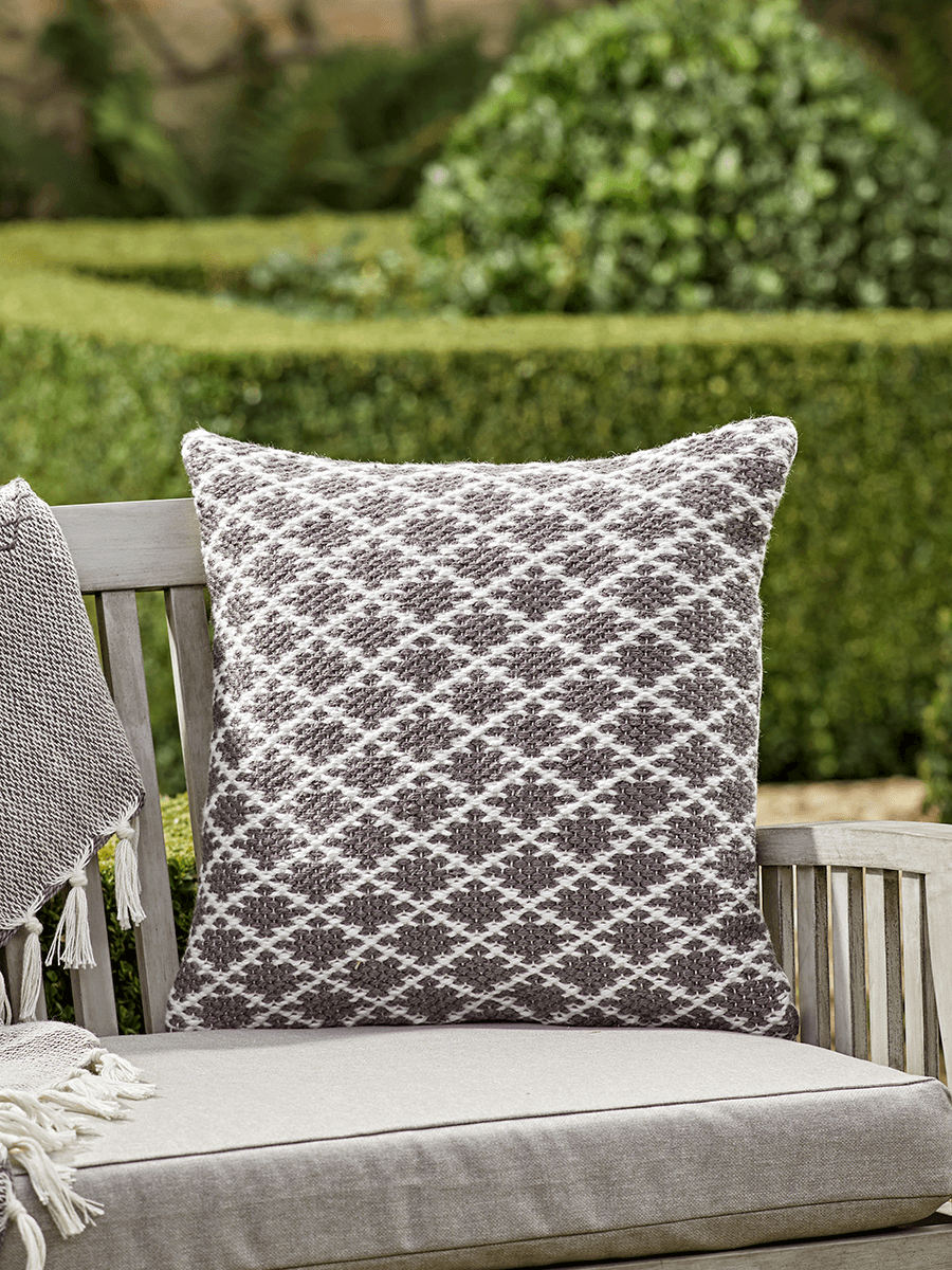 

Indoor Outdoor Diamonds Cushion - Grey