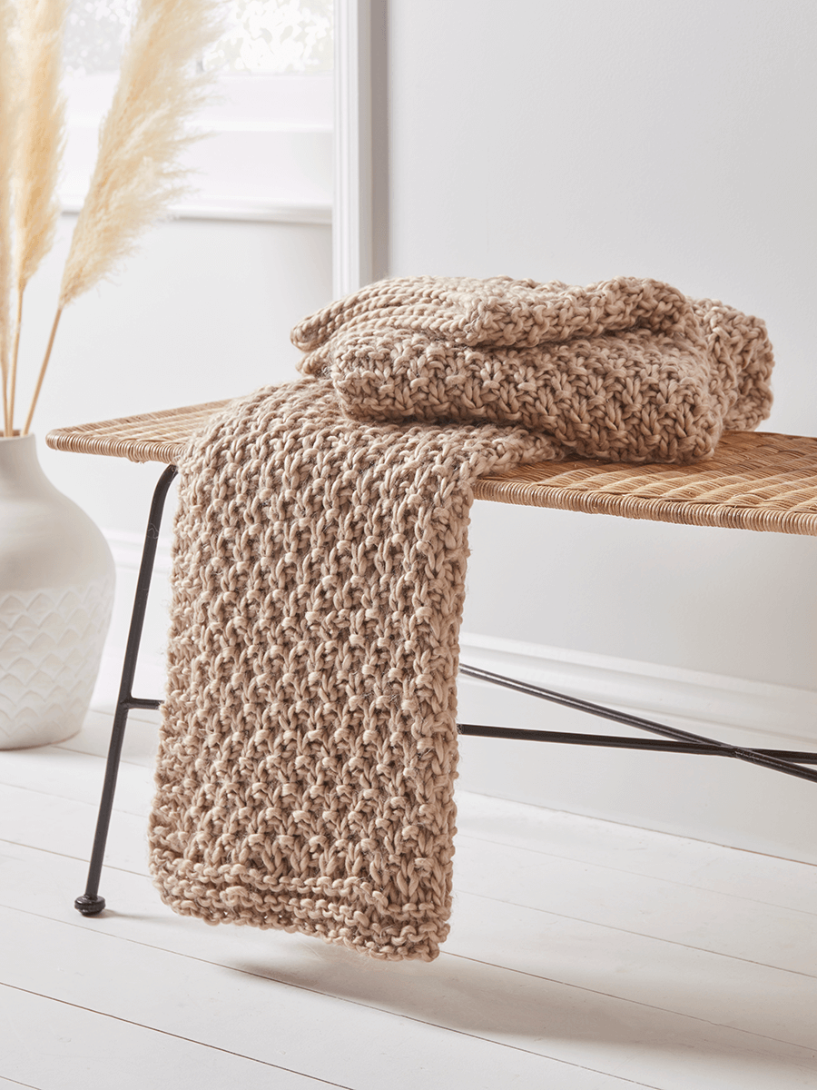 Product photograph of Moss Stitch Knitted Throw from Cox and Cox