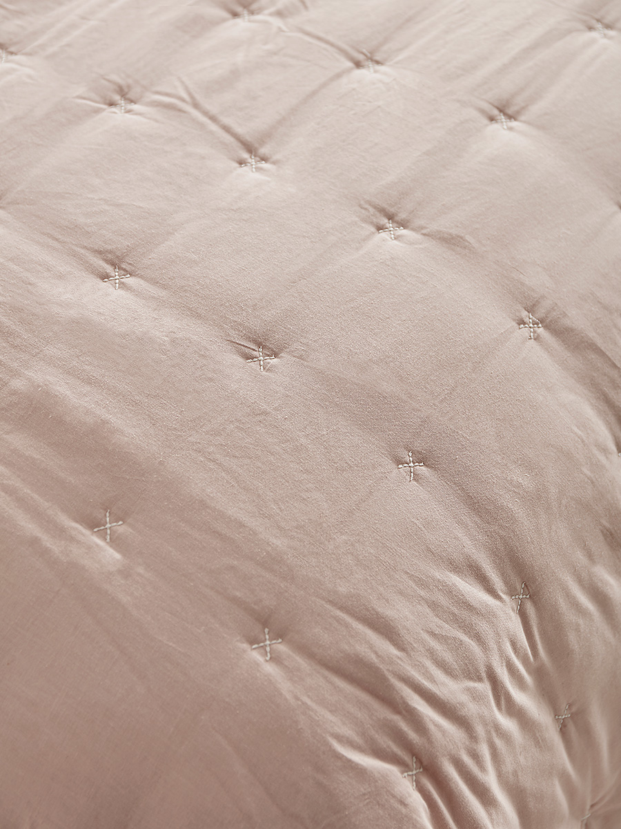 Lightweight Cross Stitch Bedspread - Blush