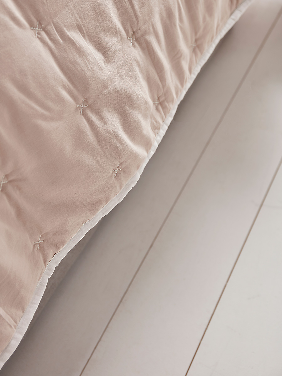 Lightweight Cross Stitch Bedspread - Blush
