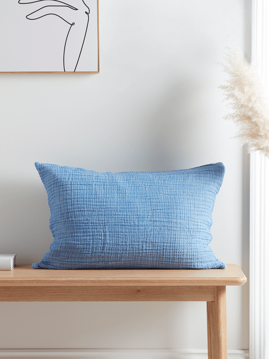 

Organic Cotton Cushion - Soft Blue