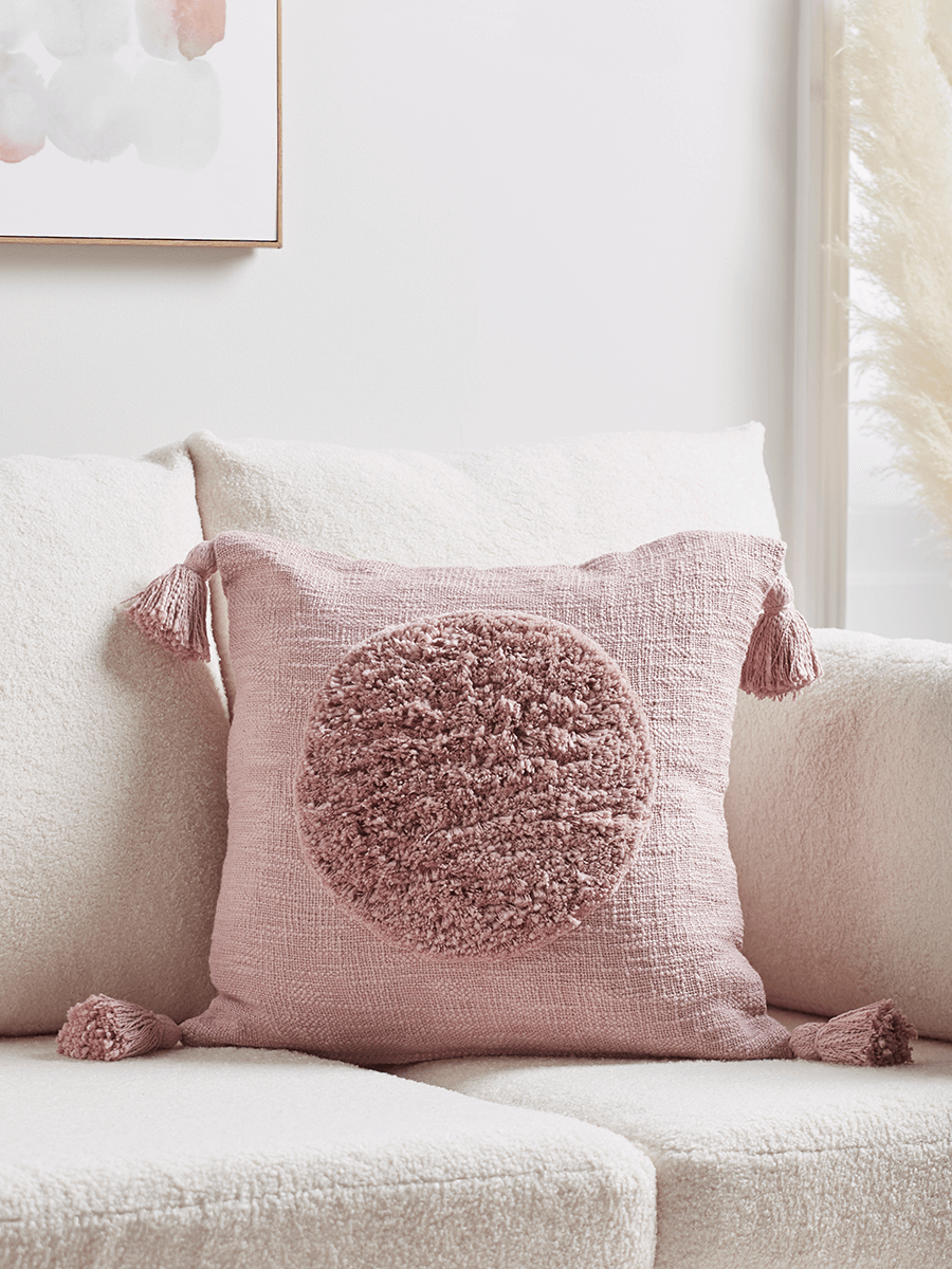 

Textured Circle Cushion - Soft Blush