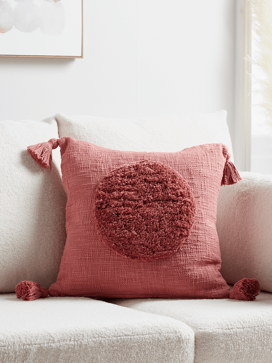 

Textured Circle Cushion - Coral