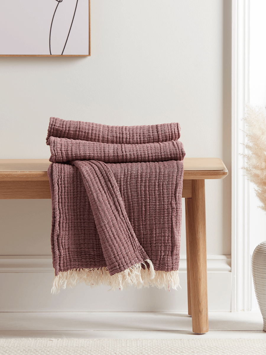 

Organic Cotton Throw - Dusky Mauve