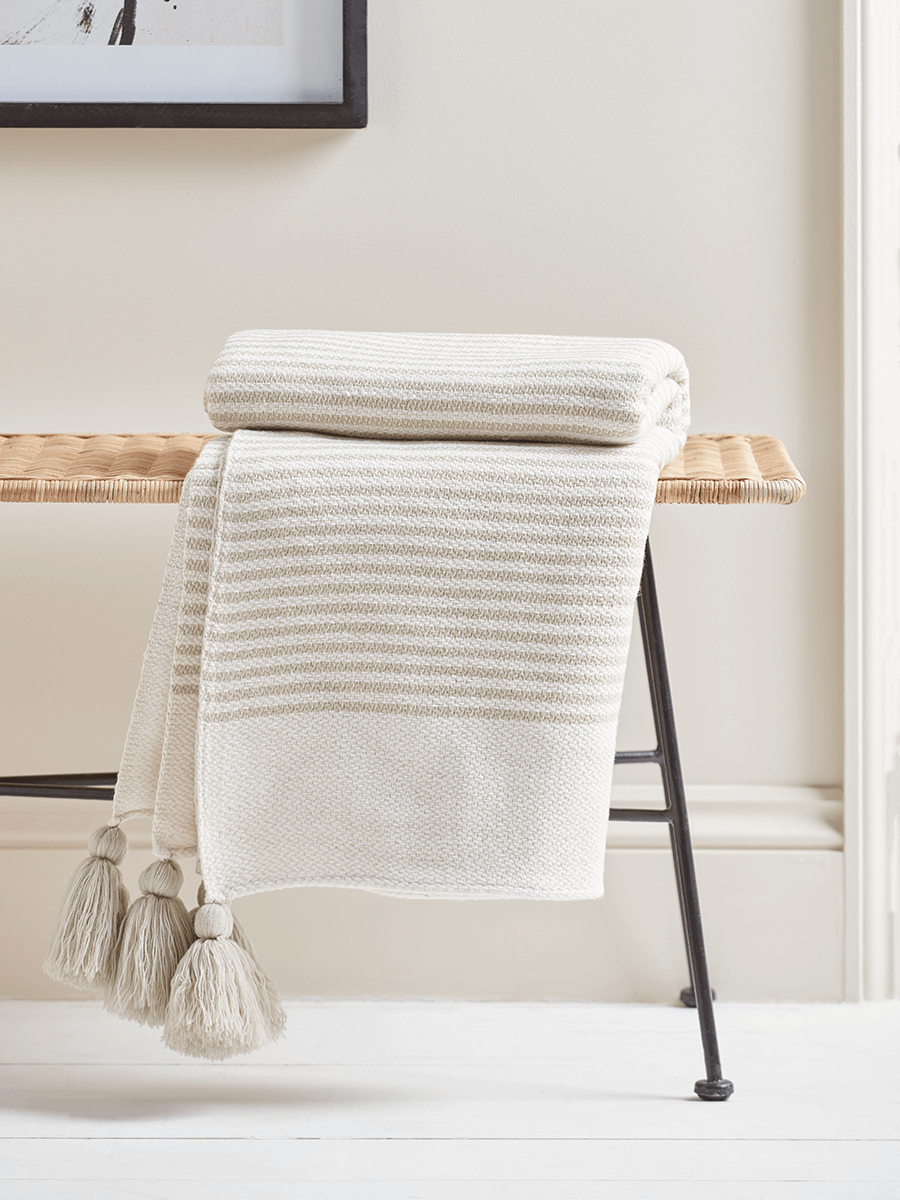 

NEW Striped Tasselled Throw