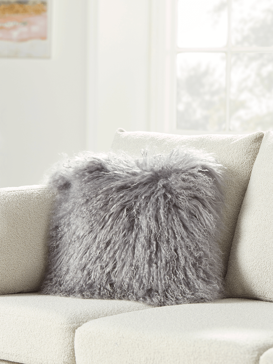 

Tibetan Sheepskin Cushion - Slate