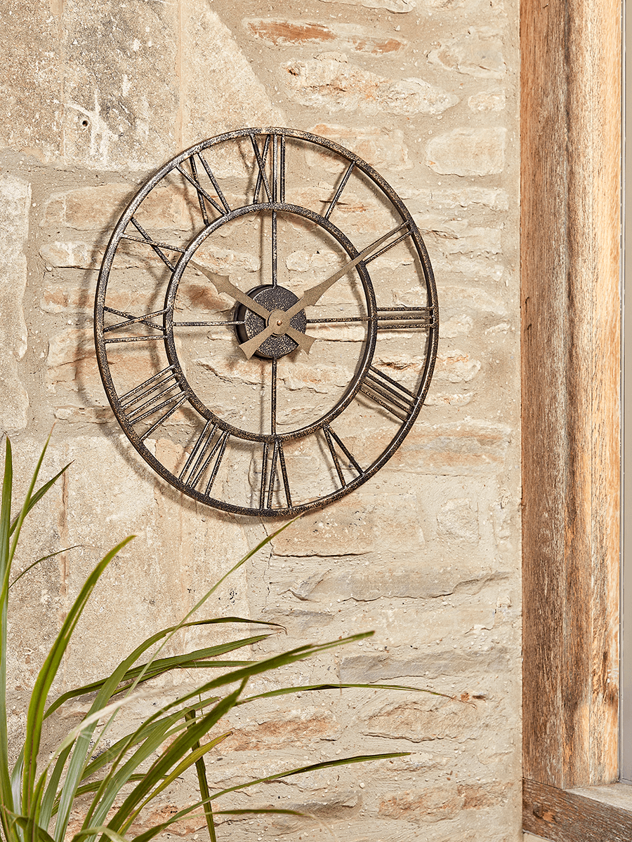 Product photograph of Distressed Indoor Outdoor Clock - Medium from Cox and Cox