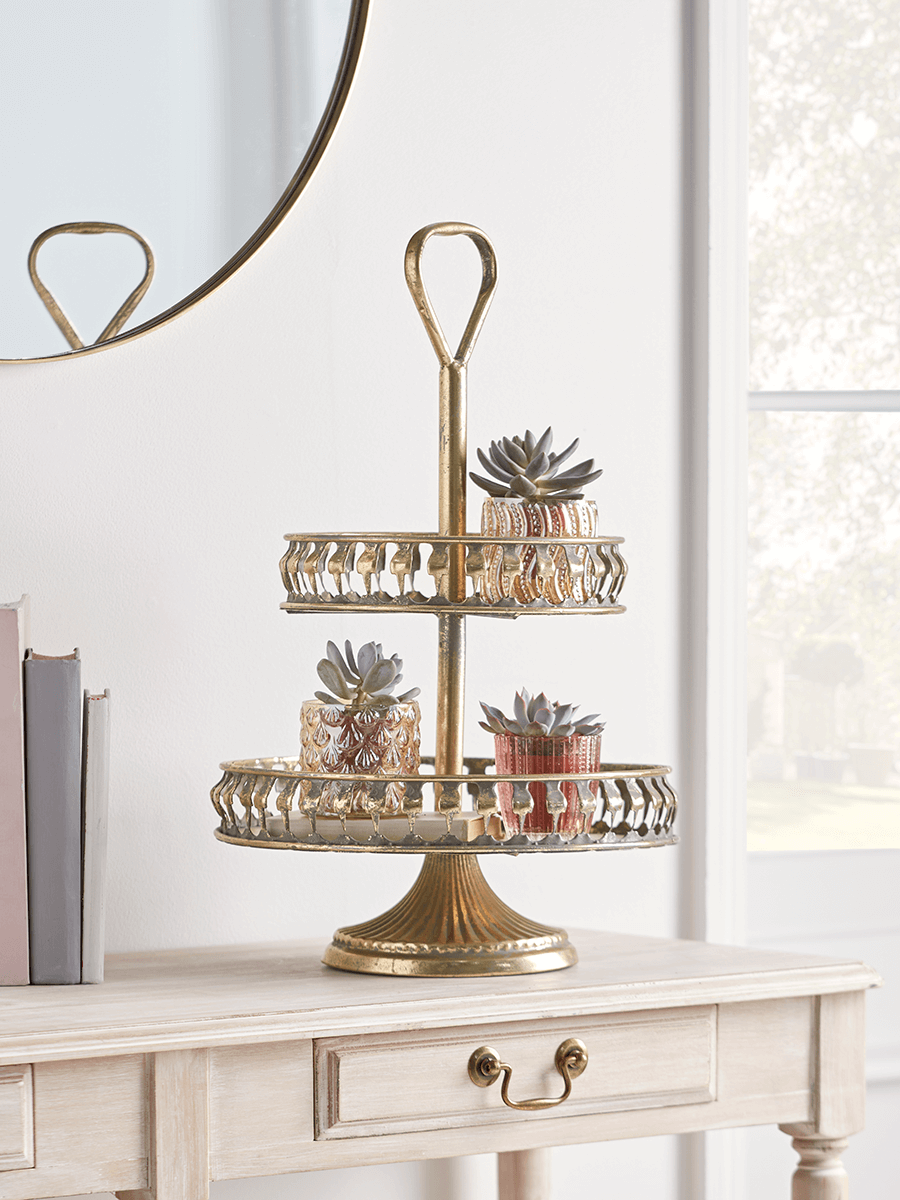 

NEW Antique Brass Tiered Stand