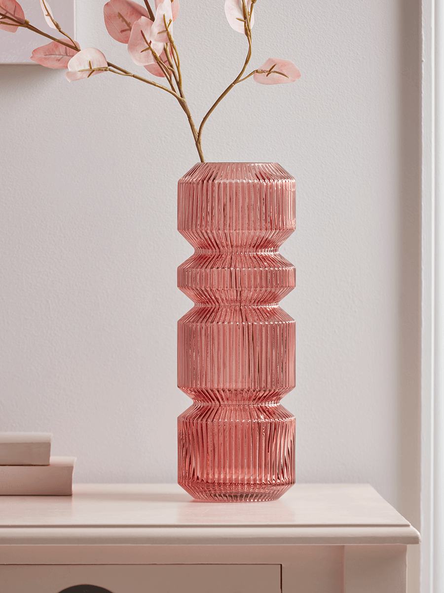 

NEW Ribbed Blush Pillar Vase