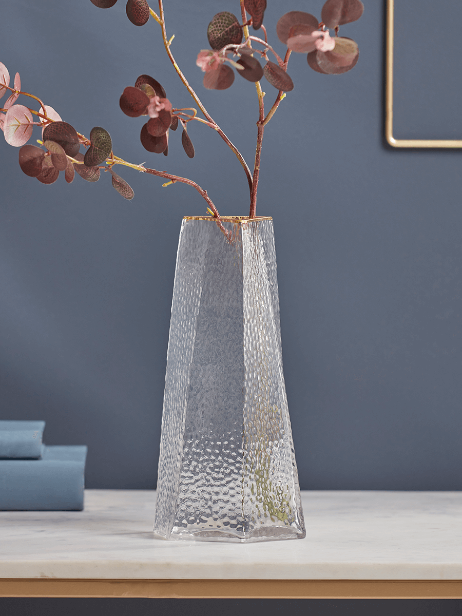 

NEW Gold Rim Geometric Glass Vase