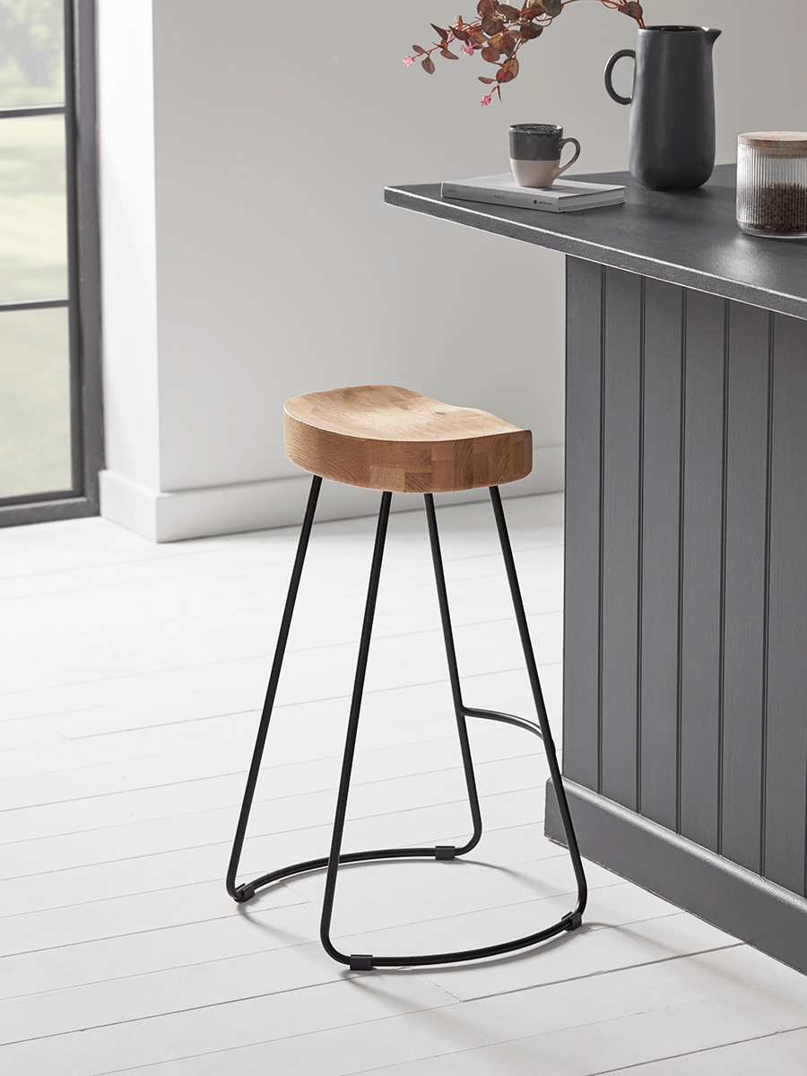 Photo of Weathered oak & metal counter stool