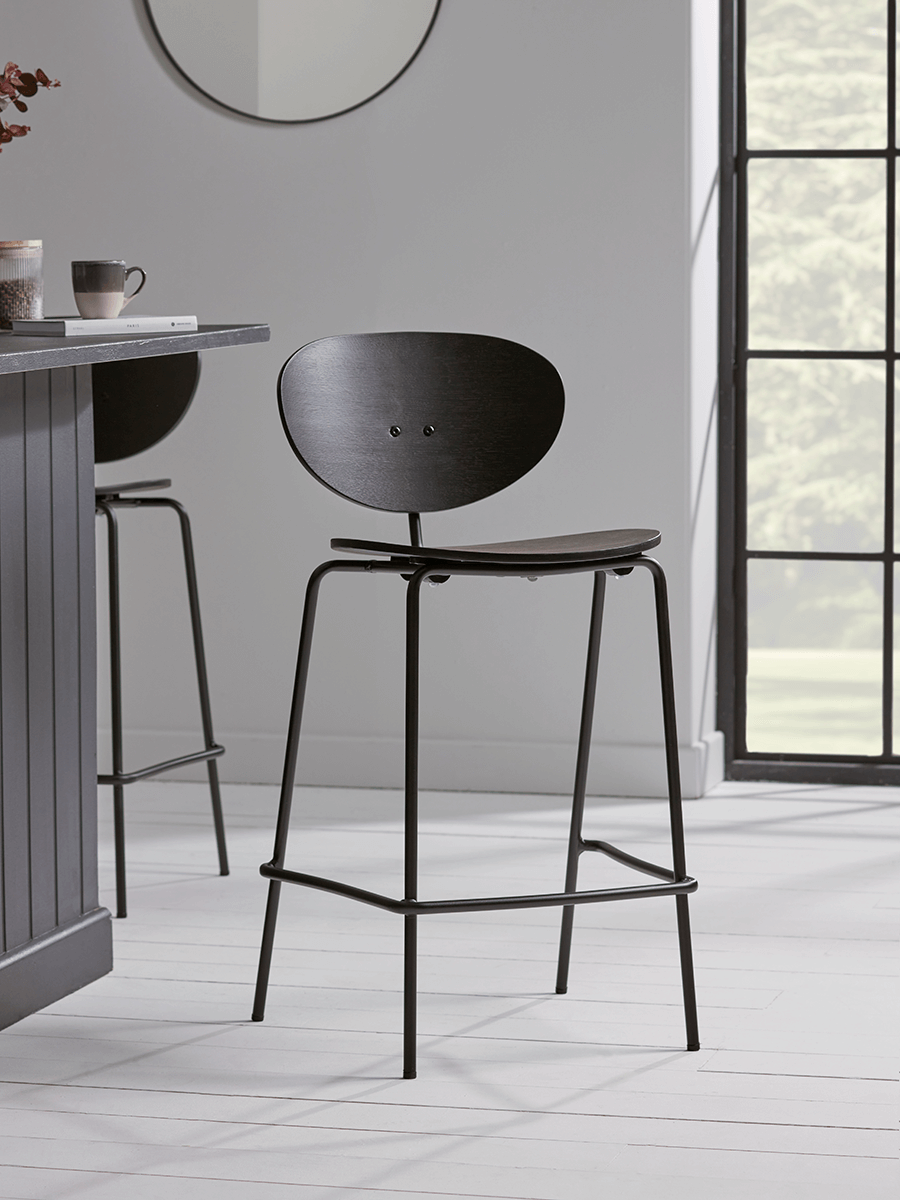 Two High Back Counter Stools - Black