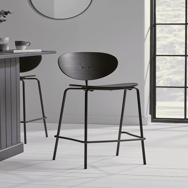 Two High Back Counter Stools Black