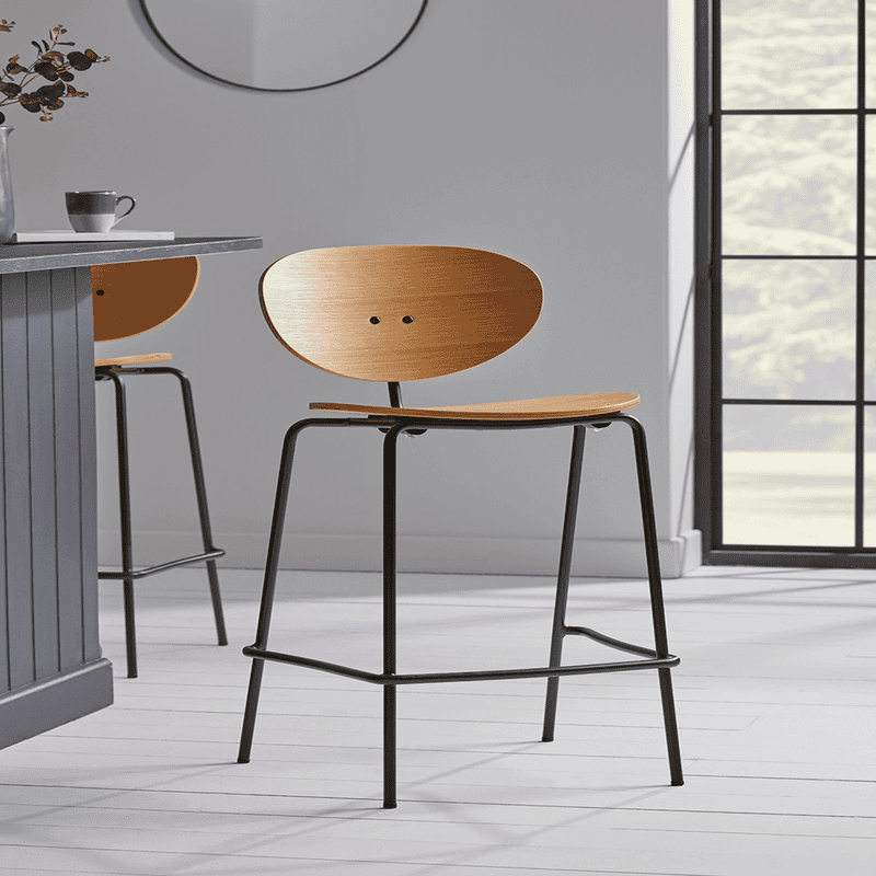 Two High Back Counter Stools Natural