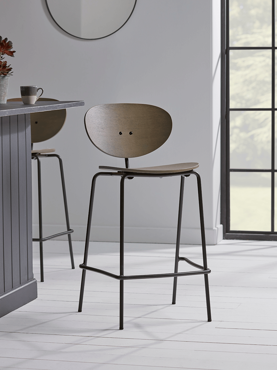 

Two High Back Counter Stools - Grey