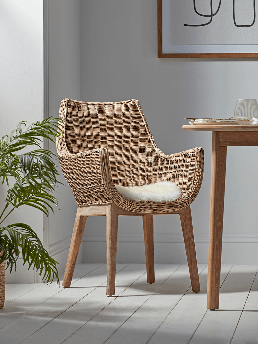 Product photograph of Round Rattan Carver Chair from Cox and Cox