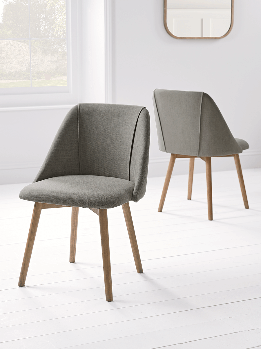 Product photograph of Two Upholstered Dining Chairs - Grey from Cox and Cox