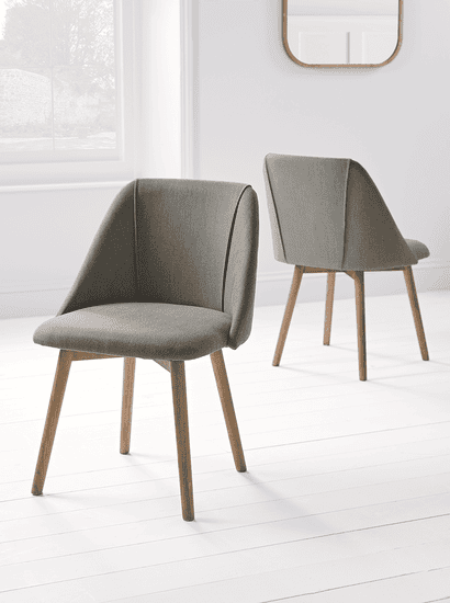 Two Upholstered Dining Chairs - Grey