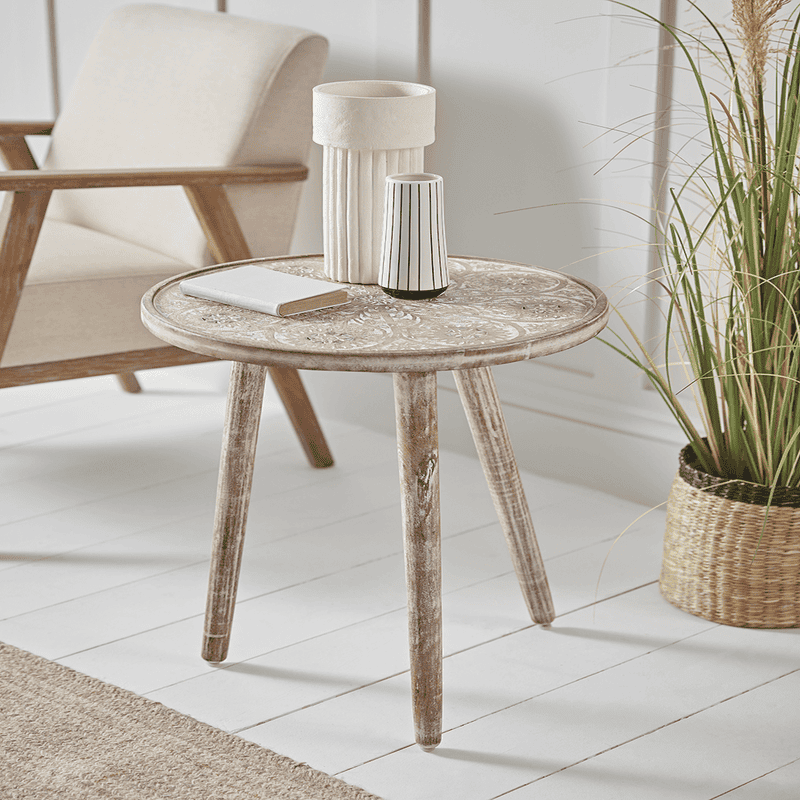 Wood and outlet iron side table