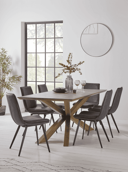 Geo Rustic Oak Dining Table