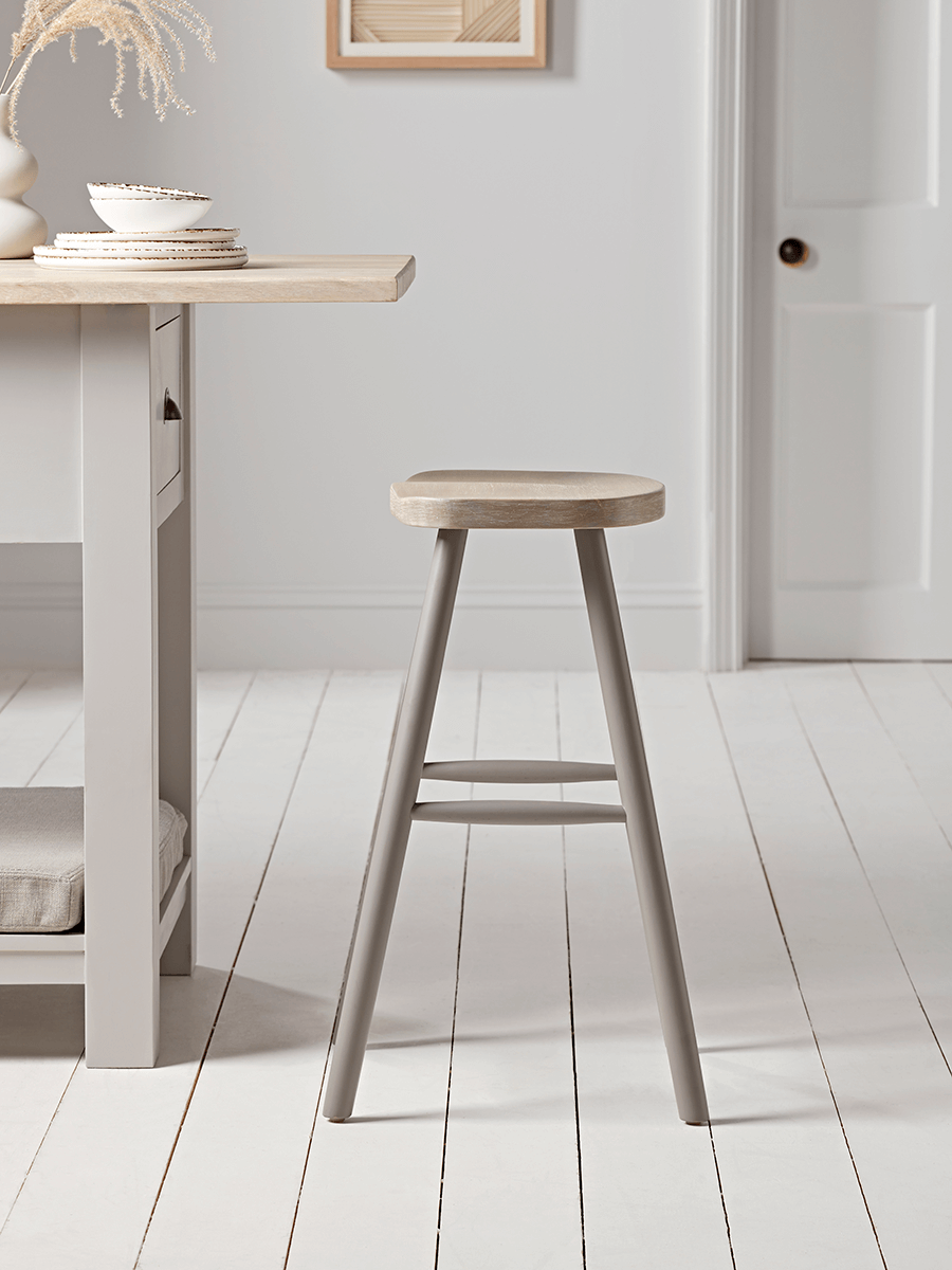 Grey & Limewashed Counter Stool