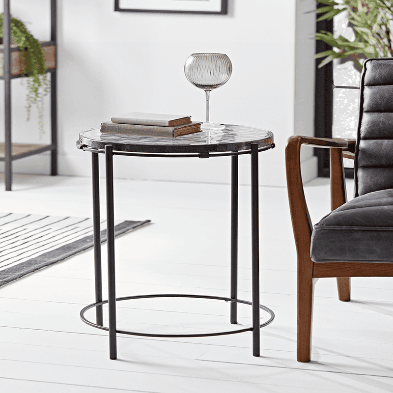 Round Glass Topped Side Table