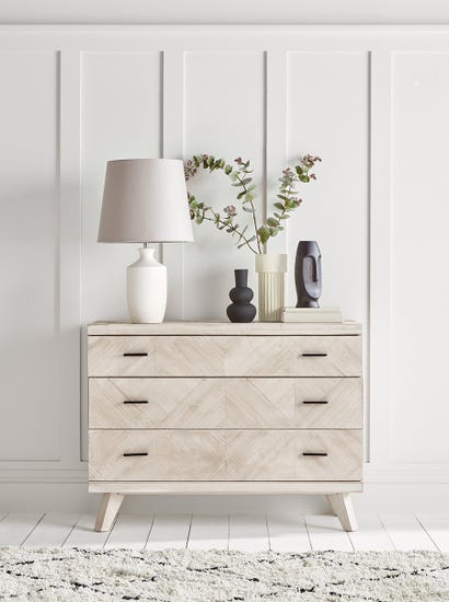 Limewashed Parquet Chest of Drawers