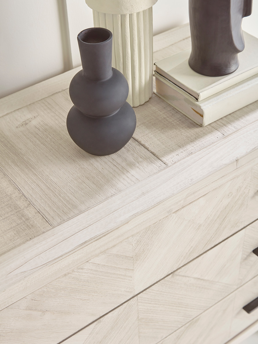 Limewashed Parquet Chest of Drawers