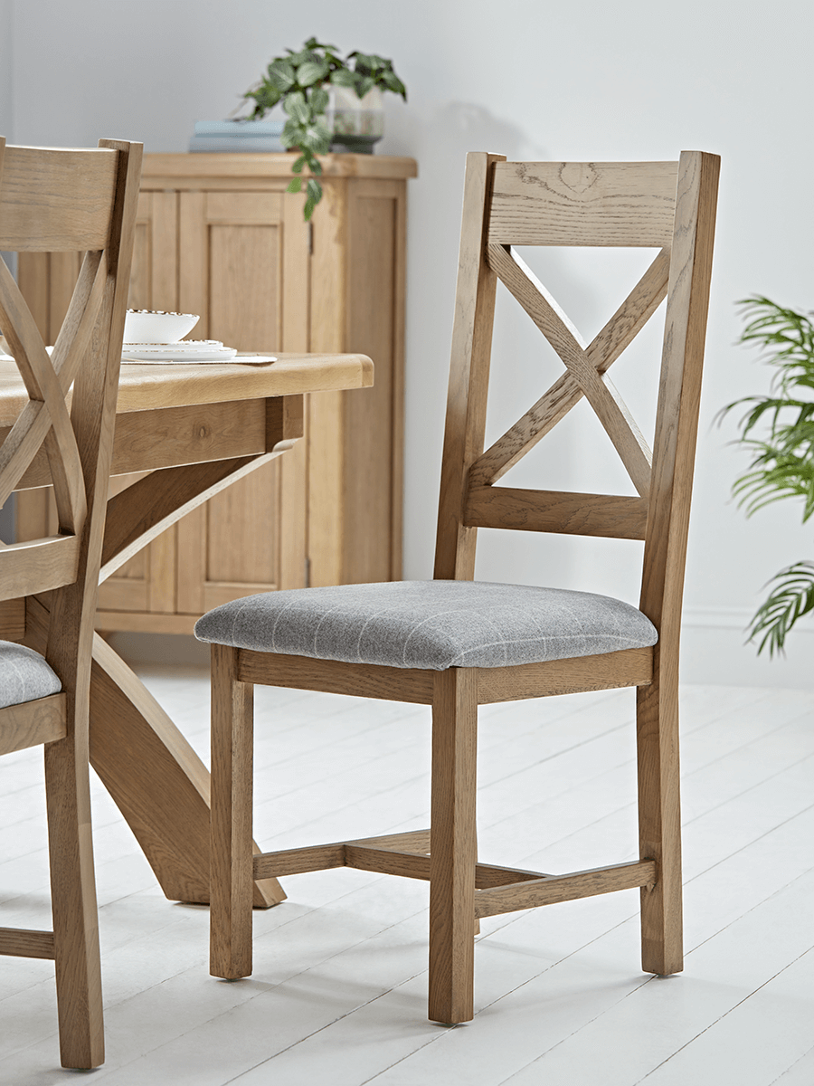 

NEW Two Burford Oak Dining Chairs - Grey