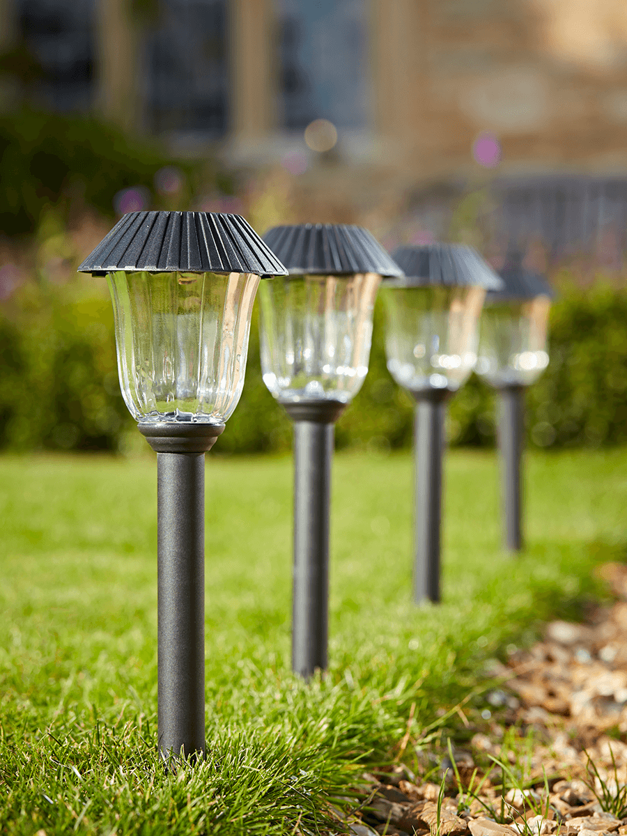 Product photograph of Four Solar Fluted Stake Lights from Cox and Cox