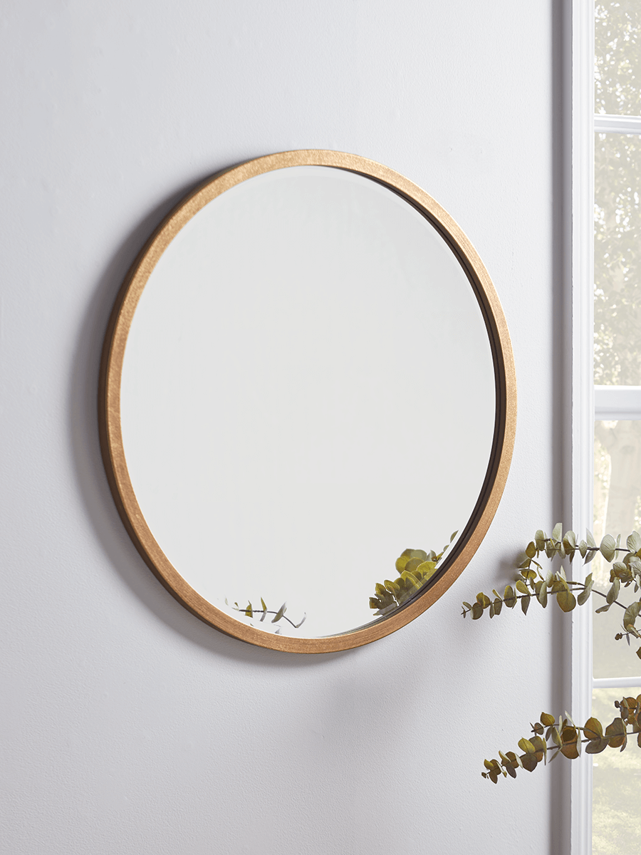 Product photograph of Antique Brass Bevelled Round Mirror - Small from Cox and Cox