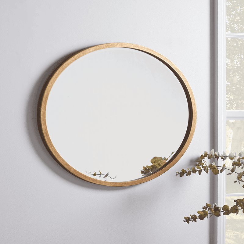 Antique Brass Bevelled Round Mirror Small