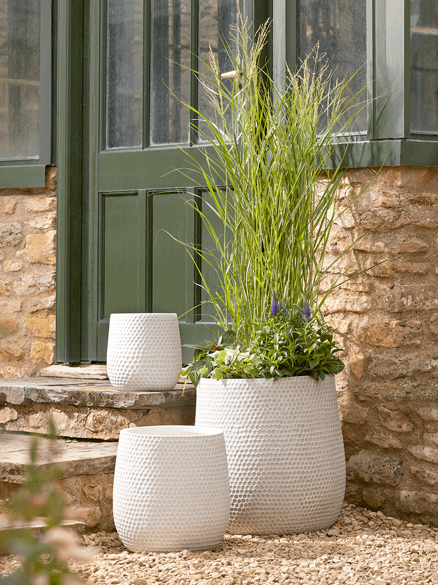 Product photograph of Three Honeycomb Planters - Light Grey from Cox and Cox.