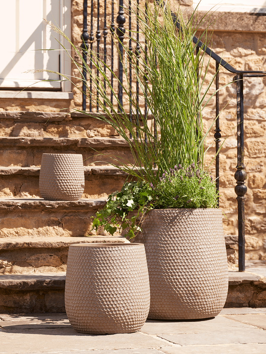 

NEW Three Honeycomb Planters - Taupe