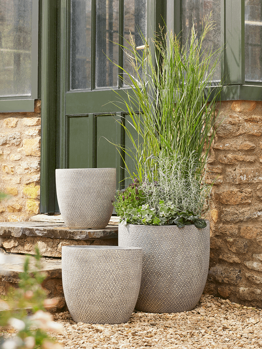 

NEW Three Textured Diamonds Planters - Curved