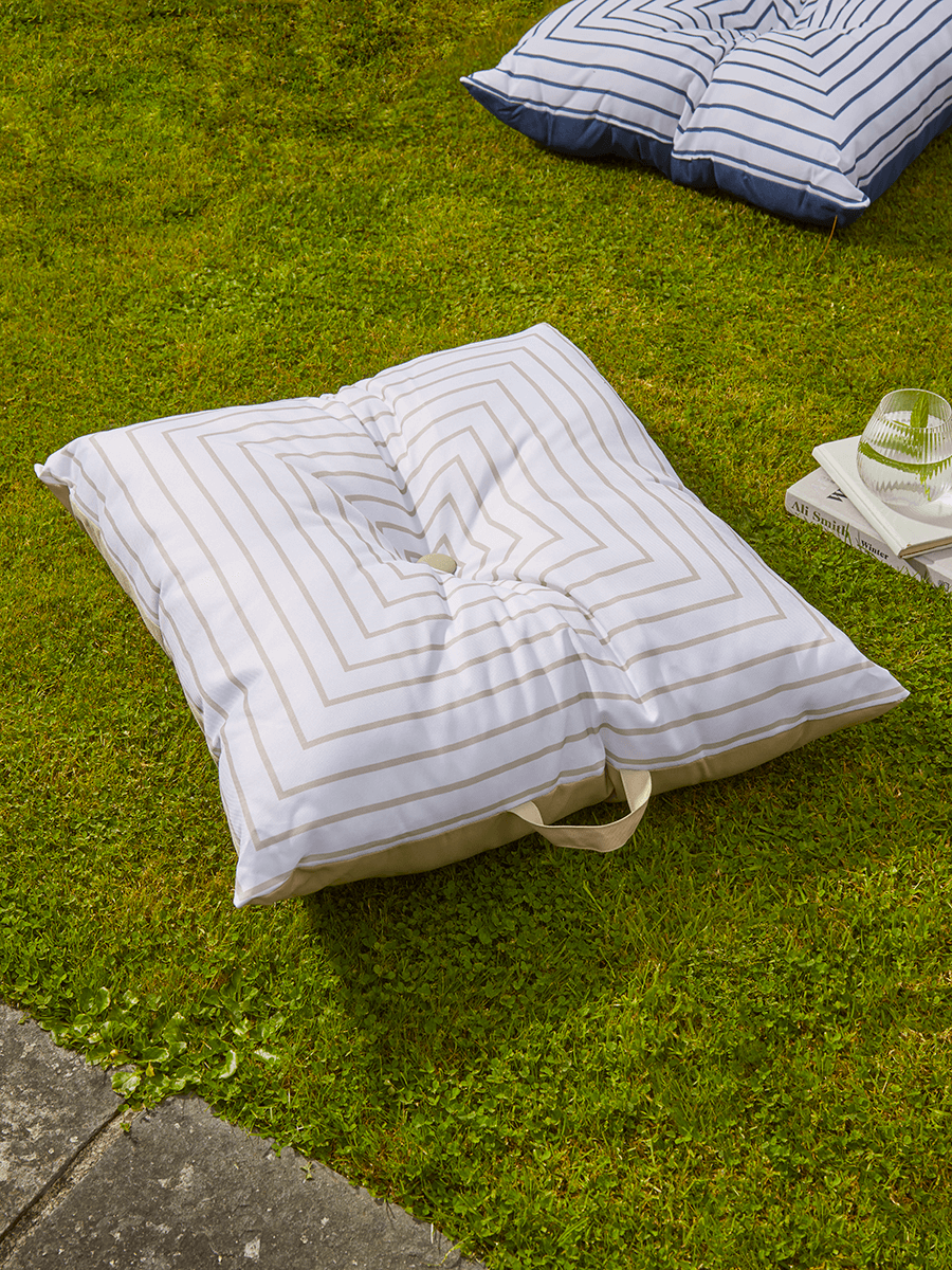 

NEW Indoor Outdoor Square Stripe Floor Cushion - Natural