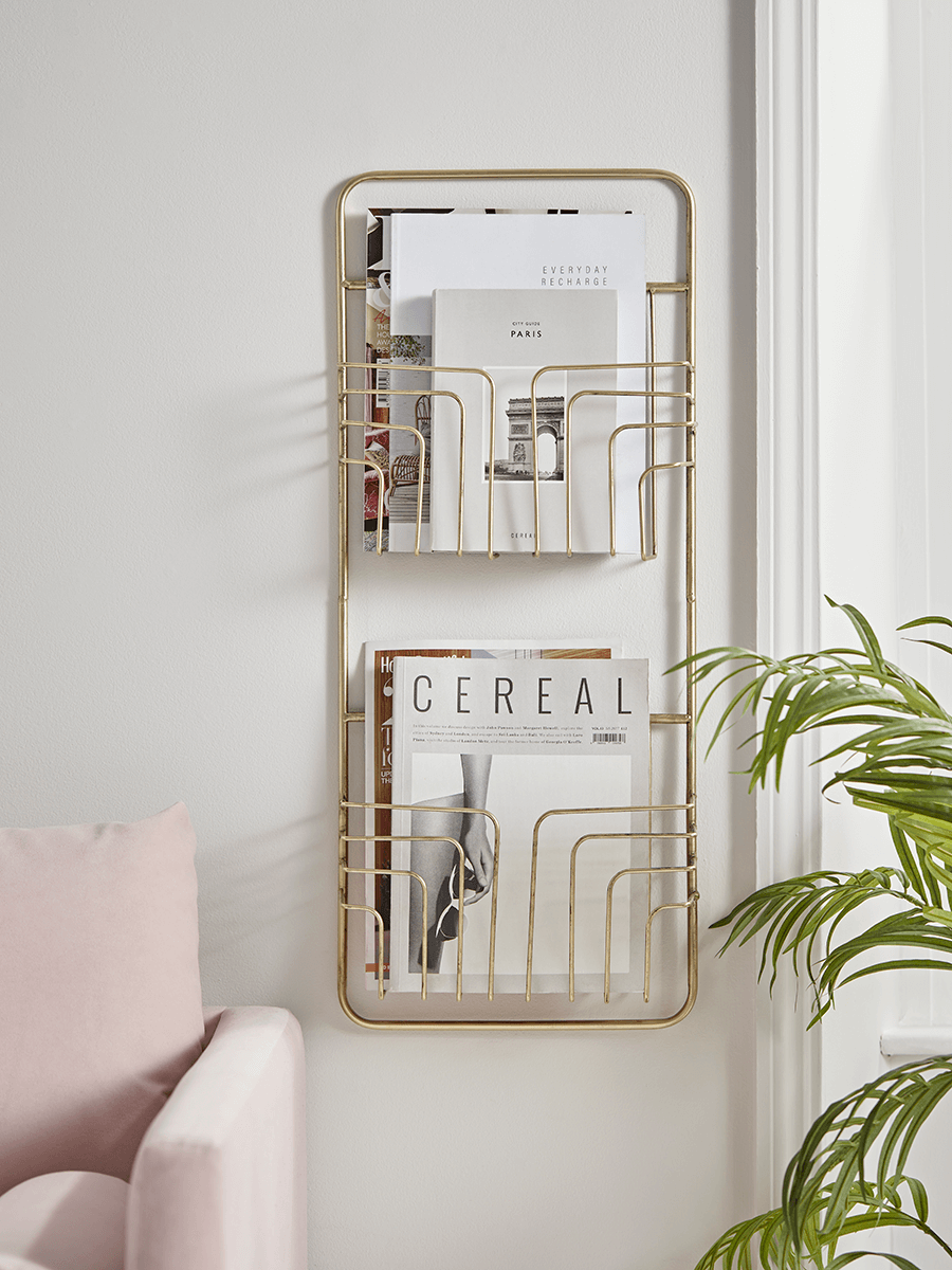 

NEW Gold Wall Magazine Rack
