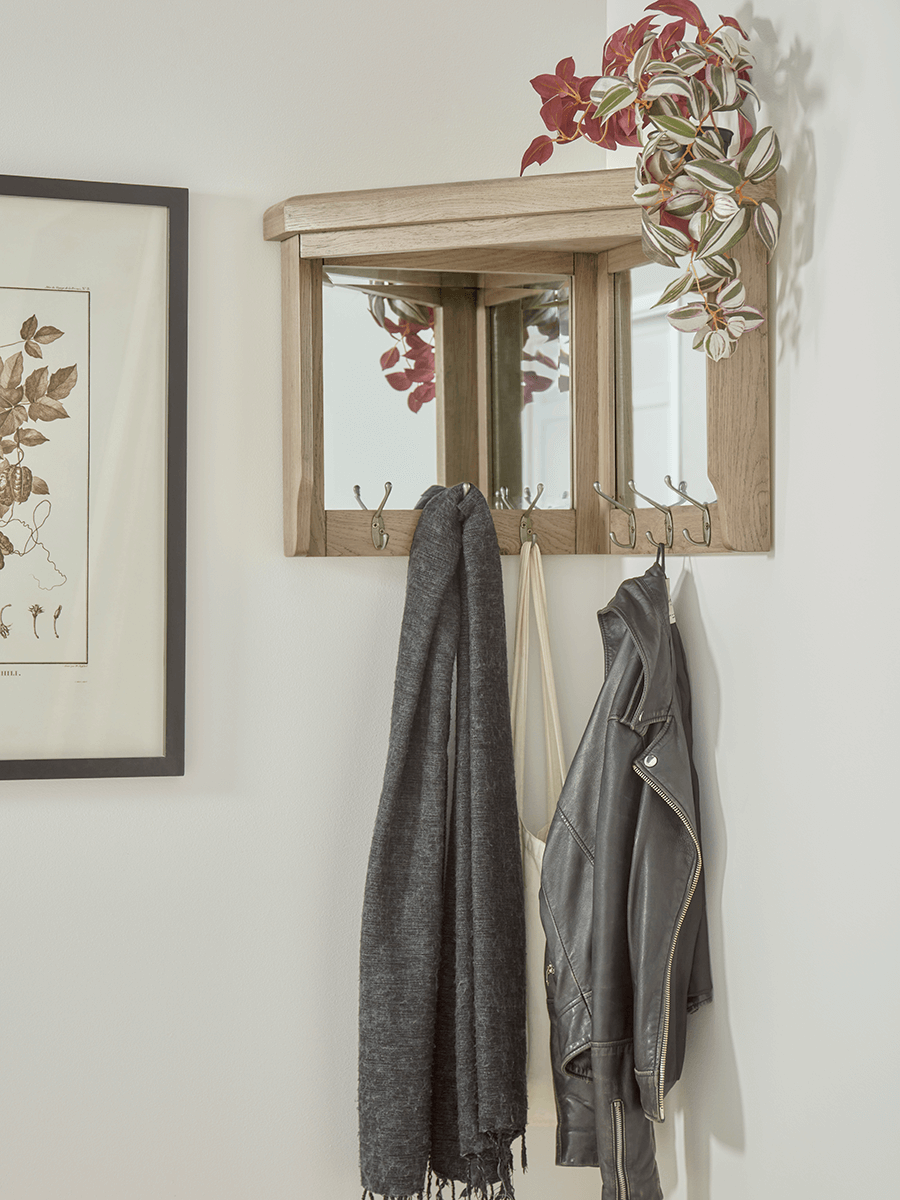 

NEW Burford Oak Corner Hook Rack